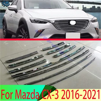 Priekš Mazda CX-3 2016-2021 ABS Chrome Priekšā, Centrs, Acu Restes Grila Vāka Radiatoru Apdares Lentes Apdares Auto Stils