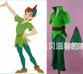 Pieauguši Vīrieši Peter Pan Kostīmu Zaļo Masku Karnevāls Puse Cosplay Kostīmu Pasūtījuma D0528