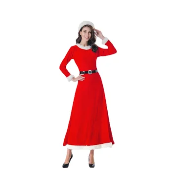 Ziemassvētku Long-sleeve Red Velvet Sieviešu Kleita Jaunā Gada Puse Dziedātāja Skatuves Darbības Vienādu Masku