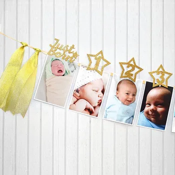 Bērni vienu gadu, 12 mēnešiem, foto pull karoga dzimšanas dienas svinības fona foto sienas apdares pull ziedu partijas apdare