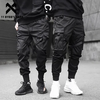 11 Bybb ir Tumšs Vīriešiem Joggers Bikses Multi-kabatas, Elastīga Vidukļa Harēma Bikses Vīriešu Hip Hop Streetwear Treniņbikses Zīmuli Bikses Techwear