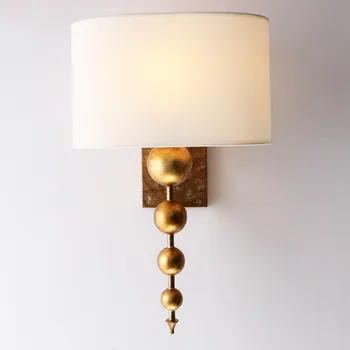 Amerikāņu sienas lampas guļamistabas gultas lampa vienkārši eju retro veco kaltas dzelzs studiju vara krāsā dzīvojamās istabas sienas lampas LB031602