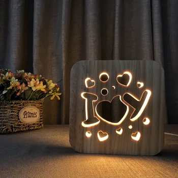 Koka Mīlestību Nakts Gaisma Usb Spraudni Mājas Dekors Gultas Lampas Naktsskapītis Lampa ar Usb Guļamistaba Bērnu Dāvanu Dekoratīvais Apgaismojums LED