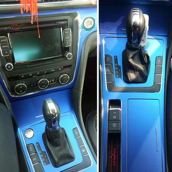 Par Volkswagen Passat 2011. - 2015.gadam Iekšlietu Centrālās Vadības Panelis Durvju Rokturis 5DCarbon Šķiedras Uzlīmes Uzlīmes Car styling Accessorie