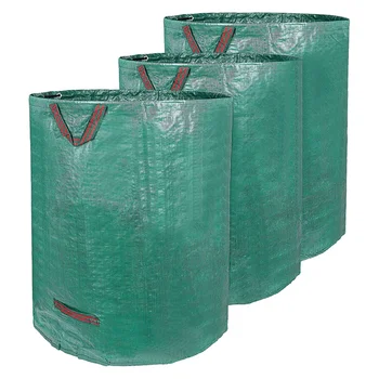 3 - Pack 132 Galonu Atkārtoti Pagalmā Atkritumu Maiss, Izturīga & Lielu Lapu Maisus Ar Rokturiem, Ideāls Dārza Atkritumiem Vai Atliekām