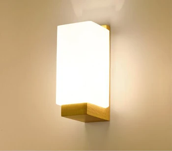 Mūsdienu Koka LED Sienas Lampa E26 E27 Spuldzes Sienas lampas Matēta Stikla Mājas Dzīvojamā Istaba Guļamistaba gaitenis