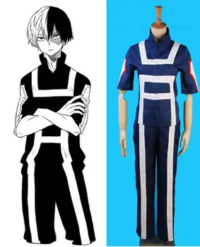 Mans Varonis Akadēmiskās Skolas Vienotu Bakugou Katsuki Todoroki Shoto Cosplay Kostīmi Blue Top Bikses Kopa Anime Cos Sporta Tērps