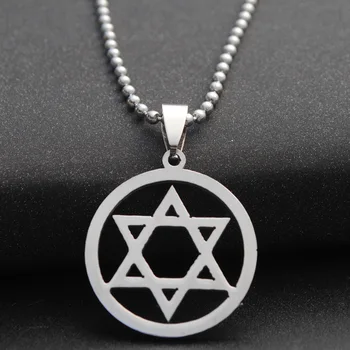1 Nerūsējošā Tērauda Izraēla Emblēmu Ģeometriskā Kārtas Pārklājas, Triangle Sešstūris, Sešas Zvaigzne Burvju Simbols Kaklarota rotaslietas