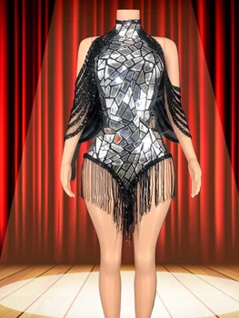 Spogulis Kleita Bārkstis Backless Rave Apģērbs Gogo Pole Dance Īsu Kleitu Vakarā Dzimšanas Dienas Svinēt Balli Bārs Dejotājs