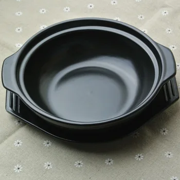 Melns Siltuma Izturīgas Keramikas Akmens Pot Bibimbap Sautējumi, Zupas Bļoda Ar Paplāti Mājas Virtuves Virtuves Kastrolis Bļoda