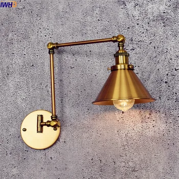 IWHD Zelta Retro LED Sienas Lampa Vintage Wandlamp Šūpoles, ilgi Roku Sienas lampas Mājas Apgaismes Rūpniecības Sienas Sconce Arandela