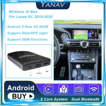Carplay Bezvadu Ai Rūtiņu Lexus RC 2019 2020 Android 9 4G 64GB Multivides Carbo Auto Smart Box Plug play Video Google 