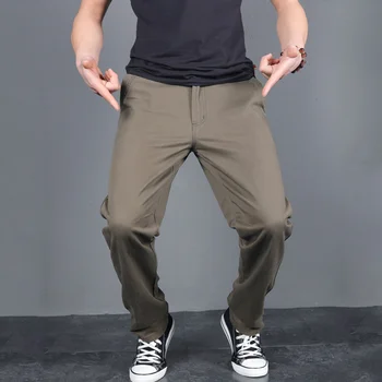 Jauno Vīriešu Pavasara Rudens Cietā Gadījuma Kokvilnas Bikses Slim Fit Chinos Modes Garās Bikses Vīriešu Pantalon Hombre Plus Izmērs 3XL 4XL