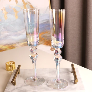 Kristāla, Stikla Varavīksnes Šampanieša Glāzi Kausa Dzirkstošo Goblet Sulu Dzērienu Krūzes Sarkanvīna Stikla Ēdamgaldu Mājas Barware