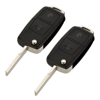 2X 2 Pogas Keyless Ieceļošanas Tālvadības Flip Locīšanas Auto Atslēgu Fob Apvalks Gadījumā un Pogu Pad Saderīgs ar Golf MK4 Bora