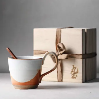 Roku darbs keramikas kafijas tasi personība ar rokturi red kafijas krūze pēcpusdienas tējas tasi Japāņu stila vienkāršu tasi piena kauss