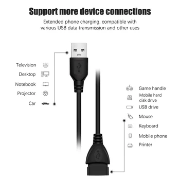 USB 2.0 Kabelis pagarinātāja Vads 0.6 m/1m/1.5 m Vadu Datu Pārraides Līnijas Ultra-High-Speed Displejs Projektoru, Datu pagarinātāja Vads