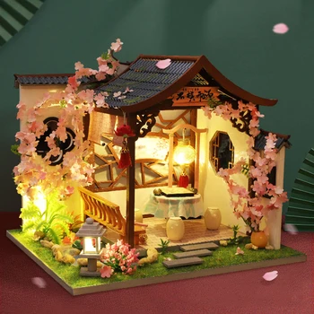 Koka Māju Diy Namiņš Komplektu, Ķīniešu Stila Miniatūras Ēkas Modeli, Maz Vietas, Lodziņā Lelle, Mājas Mēbeles, Mēbeles Bērniem, Rotaļlietas, Pieaugušo Dāvanas