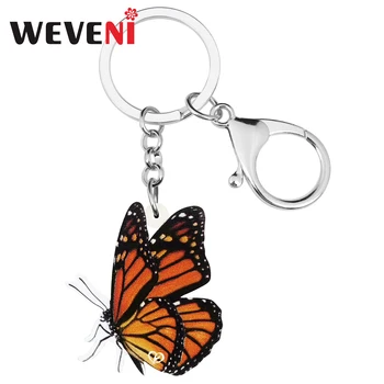 WEVENI Akrila Monarch Butterfly Keychains Drukāt Kukaiņu, Dzīvnieku Keyring Rotaslietas Sievietēm, Bērniem, Meitenēm Jaunums Dāvanu Maku Juvelierizstrādājumi