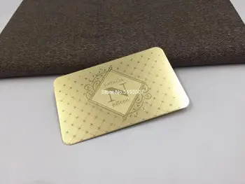 Pasūtījuma spīdīga zelta pārklājumu ar lāzeru griezti vizītkarte metāla vizītkartes