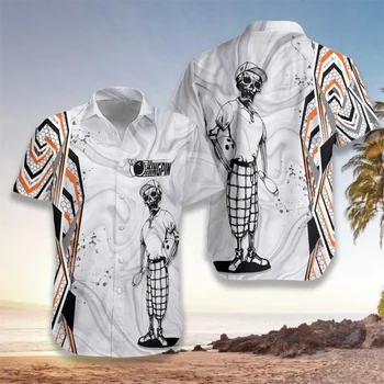 Jaunu Havaju Vīriešu Krekls Atdzist Skeleton Bowling Drukāt Sporta Stila Augšas Kubas Apkakles y2k Lielajam Vasaras Gadījuma Vīriešiem