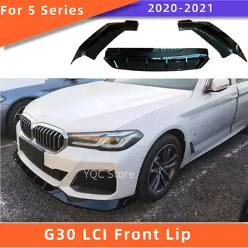 Priekšējā Bufera Lūpu BMW G30 LCI G38 5 sērijas 2020-2021 525i 530i 540i jtp ABS priekšējais spoilers Splitter V Stils