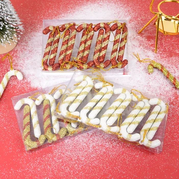 10pcs Ziemassvētku Mini Plastmasas Konfektes spieķis Apdare Ziemsvētki Koks Kulons Ziemassvētku Rotājumi DIY Mājas Puse Dekori Piederumi