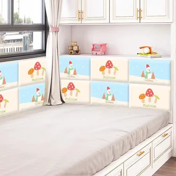 Gultas Galvgali pie Sienas Uzlīmes, Home Decor Bērnu Istabas Karikatūra Anti-Sadursmes Soft Pack, Guļamistaba Tatami pašlīmējošas galvu plāksnēm Uzlīme
