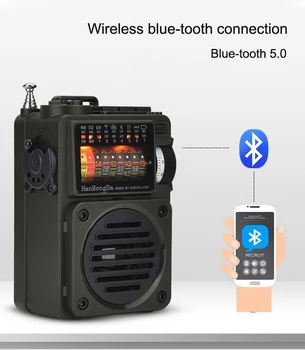 HRD-700 Radio Portatīvie Bluetooth Skaļrunis, Multimediju Atskaņotājs Full Band Broadcast Saņem TF Kartes Spēļu Radio