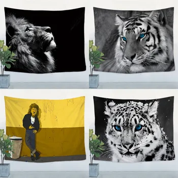 Lauva, tīģeris dzīvnieku plakāts banner karogu Vintage gobelēns Karājas glezna pie sienas karājas Bārs, kafejnīca, restorāns, Guļamistabā, mājas dekoru