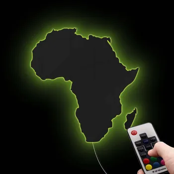 Karte Āfrikas iedegties Neona Zīme Guļamistabai Biroja Kvēlojošs Āfrikas Ģeogrāfija Kartes Gaismas Sienas Spogulis, LED Apgaismojums, Mājas Dekoru