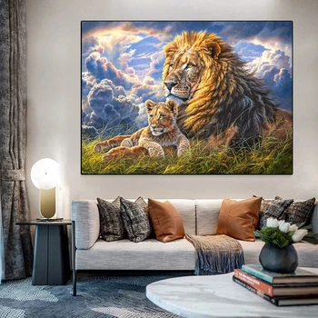 Džungļu Karalis Lauva Un Viņš Bērnu Kanvas Glezna Dzīvnieku Izdrukas, Plakāti Sienas Art Pictures Par Dzīves Telpu Dekorēšana Cuadros