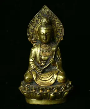 Ķīniešu Bronzas Budisma Templis lotus Kuan Yin Guanyin Bodhisatva Budas Statuja