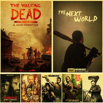 Klasiskās Šausmu seriāls The Walking Dead, Retro Plakāti Retro Kraftpapīrs Augstas Kvalitātes Mākslas Glezniecības Mājas Dekoru, Sienas Uzlīmes