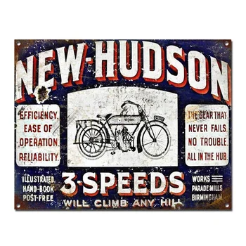 Jauns-Hudson Motrocycle Skārda Sign art sienu apdare,vintage alumīnija retro metāla zīme,dzelzs krāsošana vintage apdare zīme