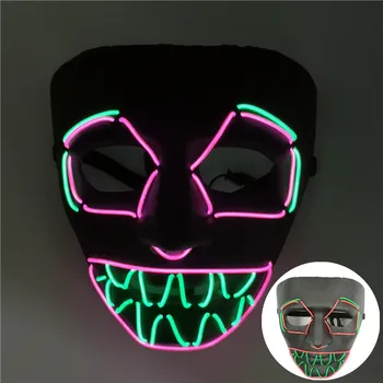 Halloween LED Maska Tīrīšanas Maskas Vēlēšanu skropstu Tuša Kostīmu DJ Puses iedegties Jauktu Krāsu Masque Spīd Tumsā Cosplay Maska