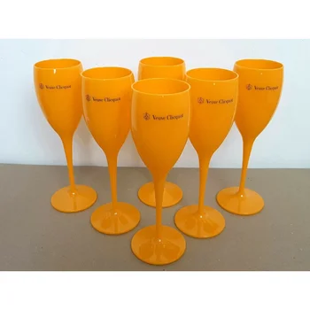 6x Veuve Clicquot Akrila Plastmasas Šampanieti, Apelsīnu Flautas Glasses195ml