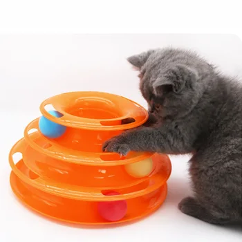 Trīs Līmeņu pet cat rotaļlieta Tornis Dziesmas Disku kaķis Izlūkošanas Atrakciju triple play disku kaķis rotaļlietas bumbu, Apmācība, Atrakciju plate