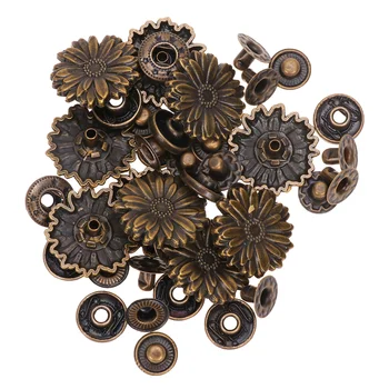 Snap Pogu Nospiediet Pogu Aizdares Fastenerstuds Metalsewing Komplekts Bronzas Sprādzes Snaps Vintage Clothingdiy Misiņa Retroflower