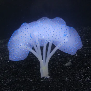 Luminiscences Silikona Mākslīgā Zivju Tvertnes Akvārijs Koraļļu Augu Ornaments Mājdzīvnieki Zemūdens Dekoru ar Spēcīgu piesūcekni