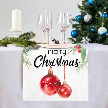 Ziemassvētku Galda Runner Priecīgus Ziemassvētkus Galda Rotājumi Lauku Virtuves Ēdamistabas Galda Dekorēšana Mājas Brīvdienu Puse Dekori