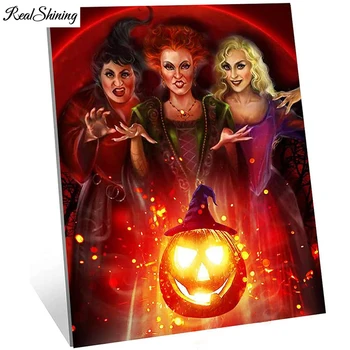 5d diy dimanta krāsošana Halloween Raganu Cross Stitch Pilnu Kvadrātveida Kārtas Urbt Rhinestone Izšuvumi Portrets Sievietes Dāvanu T1184