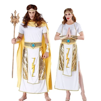 Pieaugušo Sieviešu Sexy Ēģiptes Karaliene Cosplay Kostīmu un Pieaugušo Vīriešu Faraons Kostīmi Halloween Apģērbs Iedomātā Maskēties Puse Apģērbi