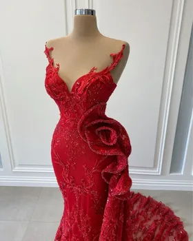 Krāšņs Sirēna Vakara Kleitas Sievietēm Puses Garš Mežģīņu Aplikācijas Fāzēm, Balles Kleitas 2021 Sequin vestidos formales
