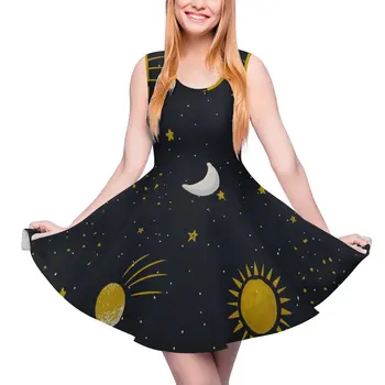 Star Mēness-Saules Kleitu Nakts Estētisko Kleitas Pusaudžu Modelis Brīvdienu Karstā Viengabala Kleita