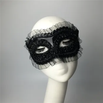 Lady Cosplay Maskas Meitenes Make Up Puse Cepures Sieviešu Melnu Seksīgu Mežģīņu Karalienes Masku Masku Halloween Masku B-9524