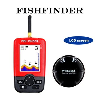 Portatīvo 100m Wireless Sonar Sensors Fish Finder LCD Displejs, Dziļums Locator Echo Sounder Fishfinder Ledus makšķeres un Piederumi