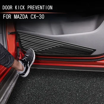 Durvju Anti-Kick Pad Mats Sānu Malu Aizsardzības Vāka Uzlīme priekš Mazda CX-30 2019 2020（Nerūsējošā Tērauda）