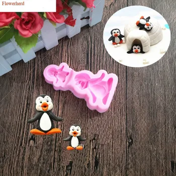 3pc Ziemassvētku Eglīte Pingvīns Norādes Silikona Veidnē DIY Cupcake Kūka Pelējuma Pomādes Kūka Dekorēšanas Instrumentiem Šokolādes Cepumu Veidnes