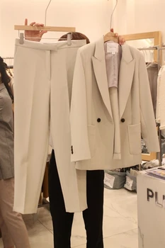 Pavasara un Rudens Modes vienkrāsainu Mazo Uzvalks noteikt Augstas Kvalitātes Gadījuma Bikses Profesionālie darba Apģērbi Sievietēm, Divi-Gabals, kas